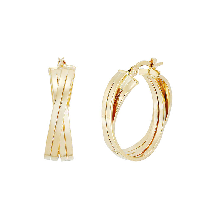 Aretes Aro Torcido, Oro Amarillo de 14K — Imagen 1 de 3