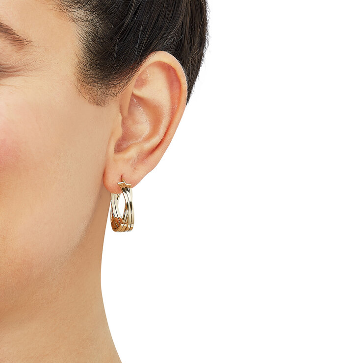 Aretes Aro Torcido, Oro Amarillo de 14K — Imagen 2 de 3