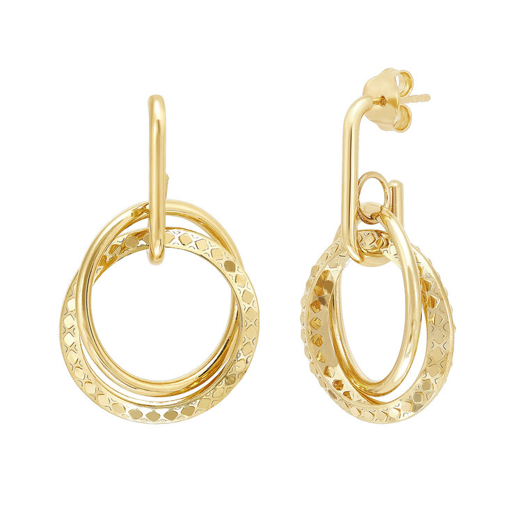 Aretes, Doble Circulos, Oro Amarillo de 14K — Imagen 1 de 4