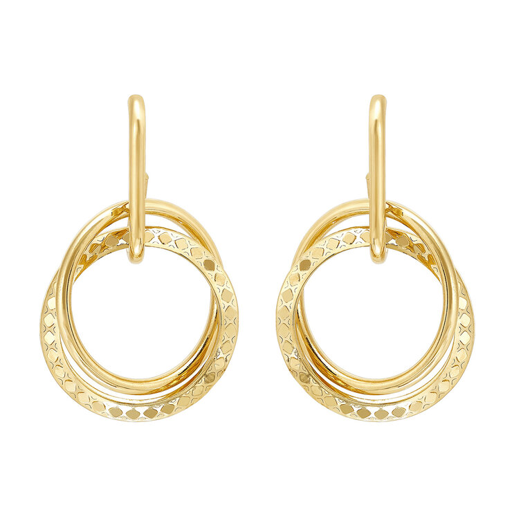 Aretes, Doble Circulos, Oro Amarillo de 14K — Imagen 2 de 4