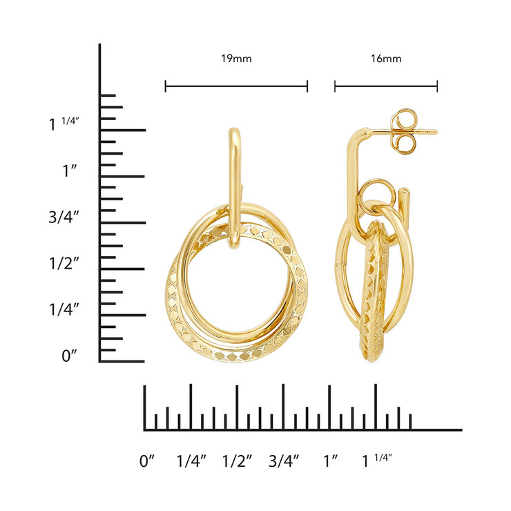 Aretes, Doble Circulos, Oro Amarillo de 14K — Imagen 3 de 4