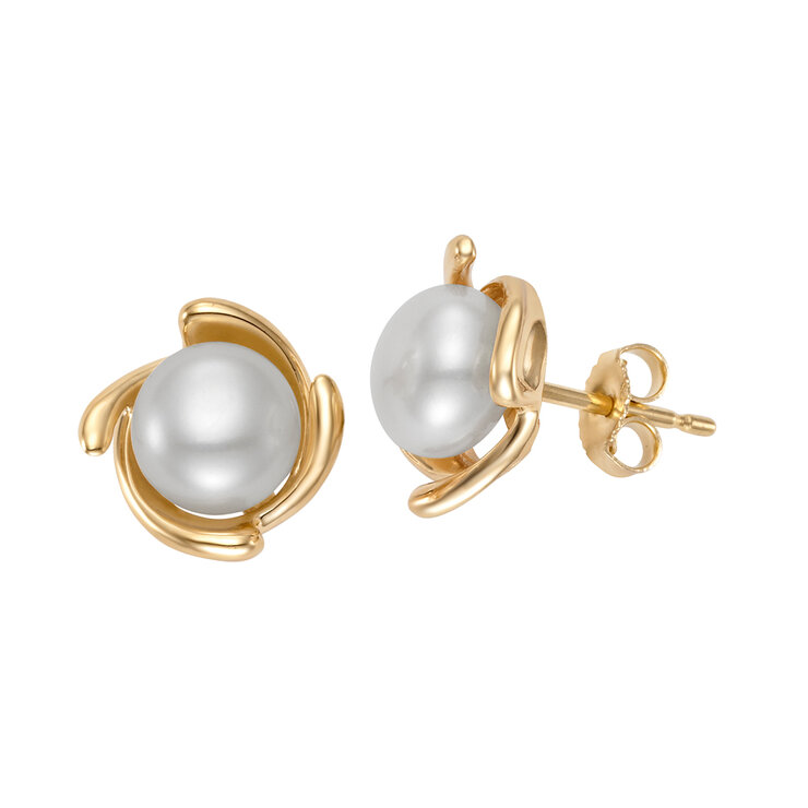 Aretes de Poste, Perla, Oro Amarillo, 14kt — Imagen 1 de 4