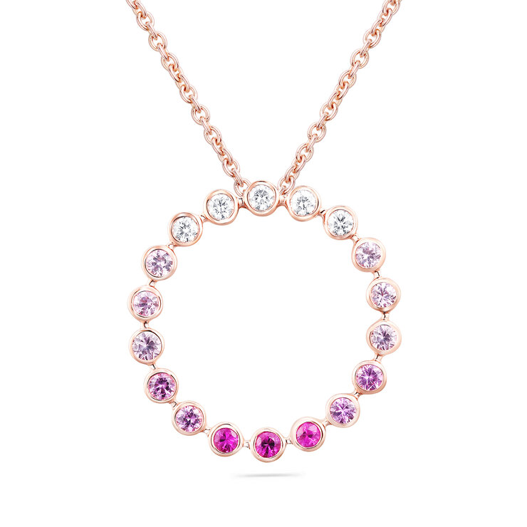 Dije de Zafiro Rosa y Diamante, 0.28ctw, Oro Rosa, 14K — Imagen 1 de 2