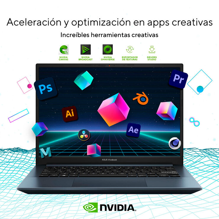 Asus Vivobook Pro 14", Ryzen 5 5600H, Nvidia GeForce RTX 3050, NumberPad — Imagen 2 de 4