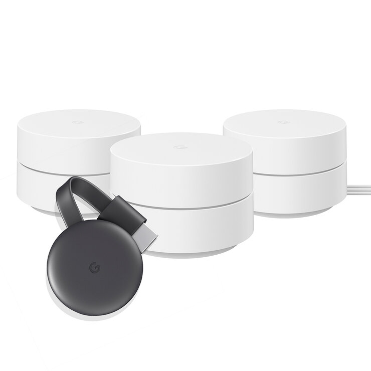 Google Bundle 3 Pack Google Wifi + Chromecast Negro — Imagen 1 de 4