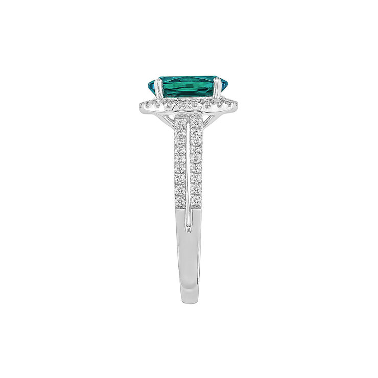 Anillo de Esmeralda Creada con Diamantes, 0.33ctw, Oro Blanco 14K — Imagen 3 de 4
