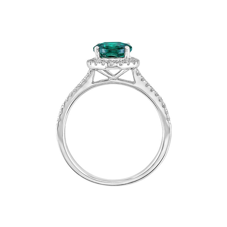 Anillo de Esmeralda Creada con Diamantes, 0.33ctw, Oro Blanco 14K — Imagen 4 de 4