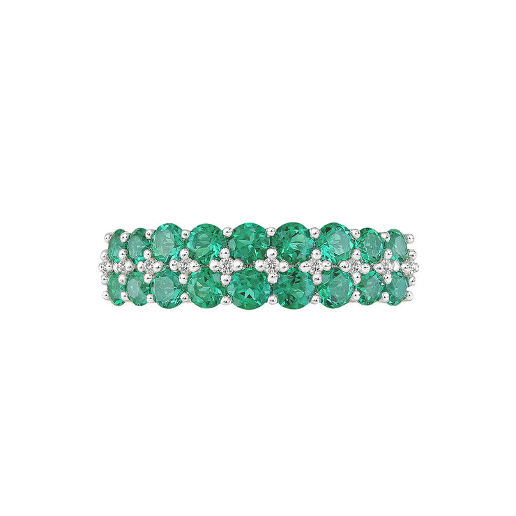 Anillo, Esmeralda creada con Diamantes, 0.05ctw, Oro Blanco de 14k — Imagen 2 de 4