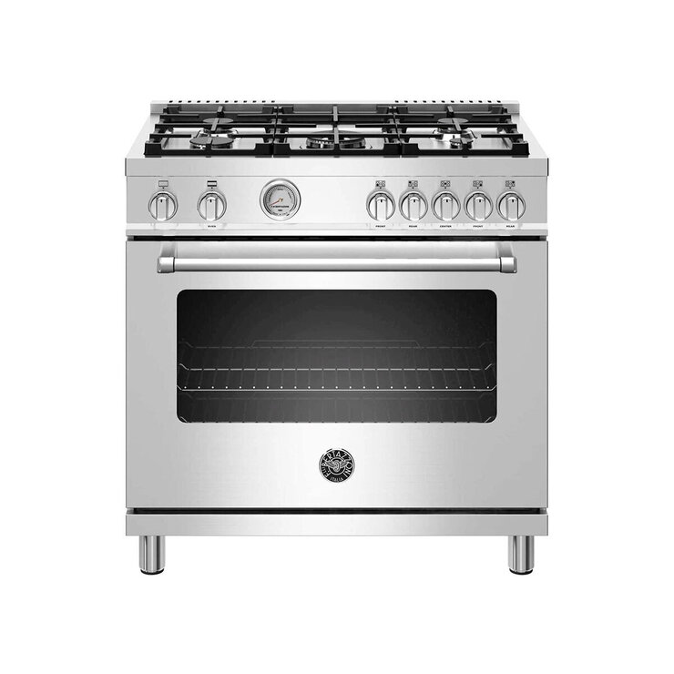 Estufa de Gas LP 36" con 5 quemadores y un horno Bertazzoni — Imagen 1 de 4