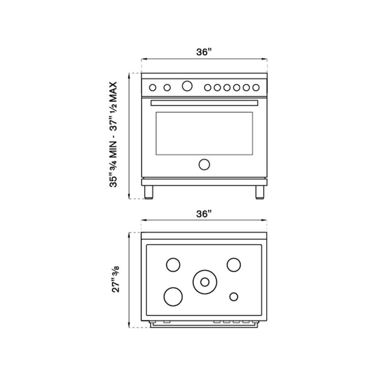 Estufa de Gas LP 36" con 5 quemadores y un horno Bertazzoni — Imagen 4 de 4