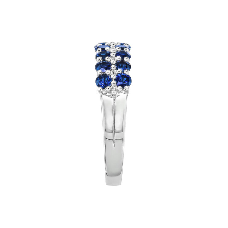 Anillo, Zafiro Azul con Diamantes, 0.05ctw, Oro Blanco de 14k — Imagen 3 de 4