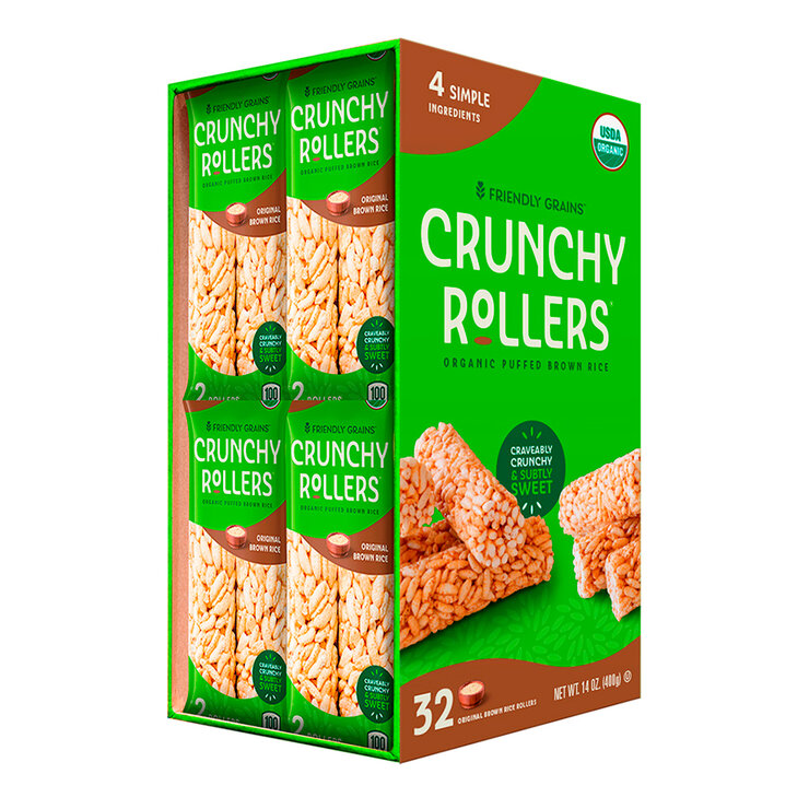 Friendly Grains Crunchy Rollers de Arroz Integral Orgánicos 16 pzas de 25 g — Imagen 1 de 3