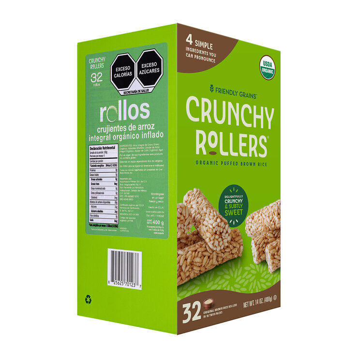 Friendly Grains Crunchy Rollers de Arroz Integral Orgánicos 16 pzas de 25 g — Imagen 2 de 3