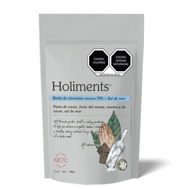 Holiments Barks de Chocolate 70% con Sal de Mar 200 g — Imagen 1 de 3