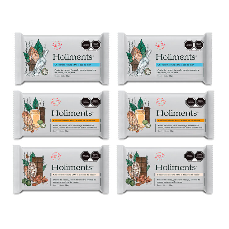 Holiments Surtido de Barras de Chocolate Obscuro 6 pzas de 30 g — Imagen 1 de 4