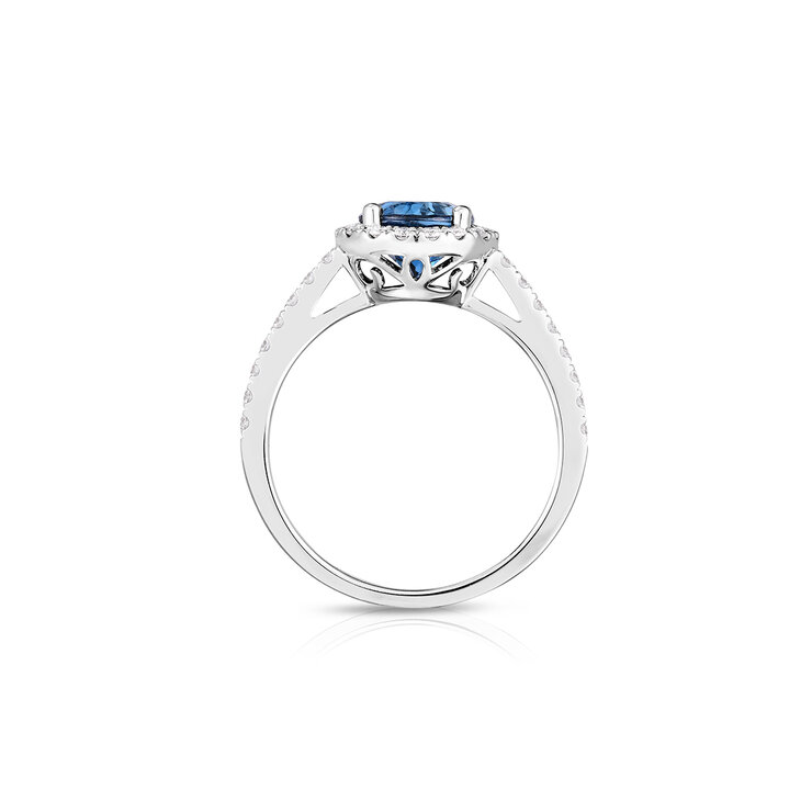 Anillo, Topacio Azul y Diamantes 0.35ctw, Oro Blanco de 14K — Imagen 3 de 4
