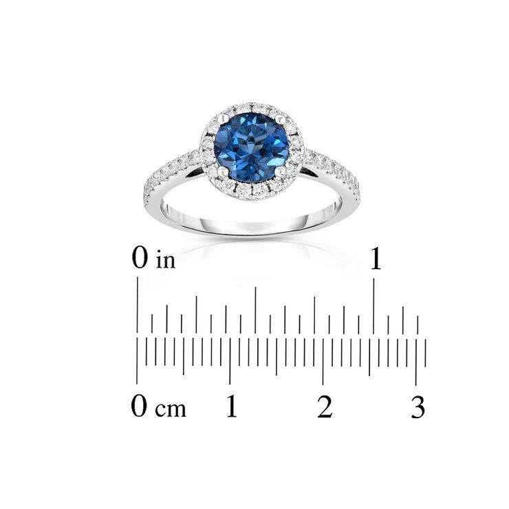 Anillo, Topacio Azul y Diamantes 0.35ctw, Oro Blanco de 14K — Imagen 4 de 4