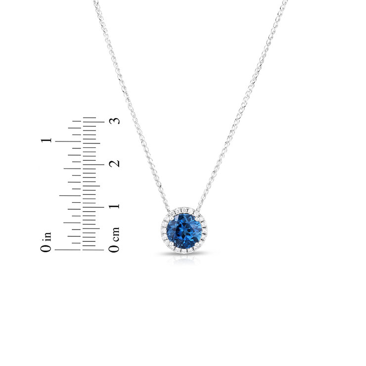 Dije de Topacio Azul y Diamantes, Oro Blanco de 14kt — Imagen 3 de 4