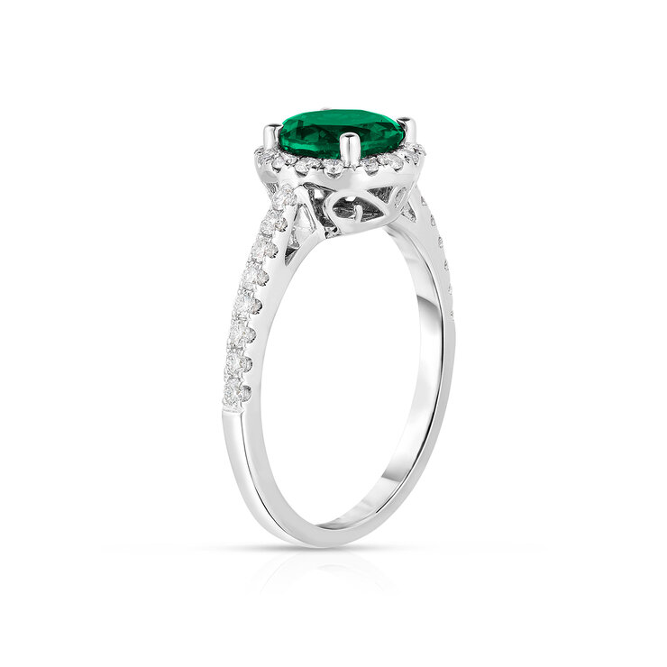 Anillo de Esmeralda Creada con Diamantes, 0.33ctw, Oro Blanco 14K — Imagen 2 de 4