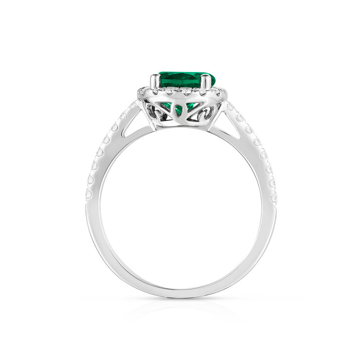 Anillo de Esmeralda Creada con Diamantes, 0.33ctw, Oro Blanco 14K — Imagen 3 de 4