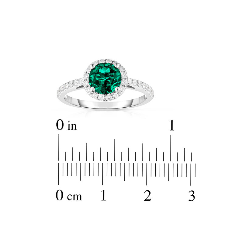 Anillo de Esmeralda Creada con Diamantes, 0.33ctw, Oro Blanco 14K — Imagen 4 de 4