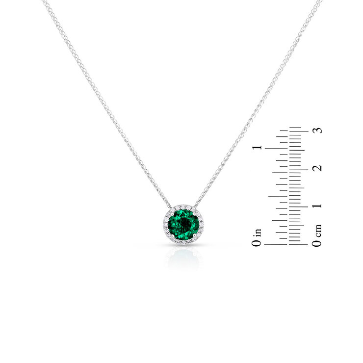 Dije de Esmeralda Creada y Diamante 0.16ctw, Oro Blanco 14K — Imagen 3 de 4