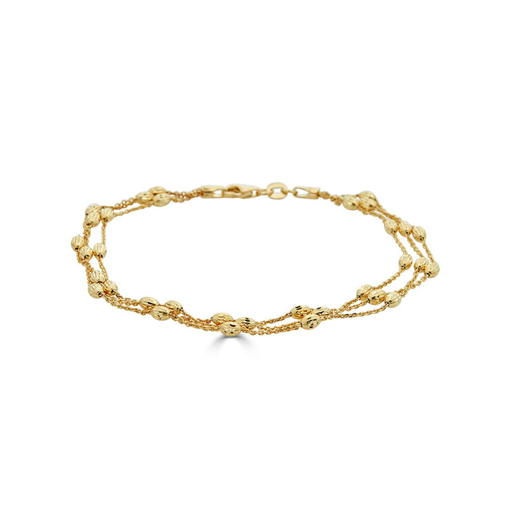 Pulsera, Oro Amarillo de 14K, de 3 Filas con cuentas — Imagen 1 de 4
