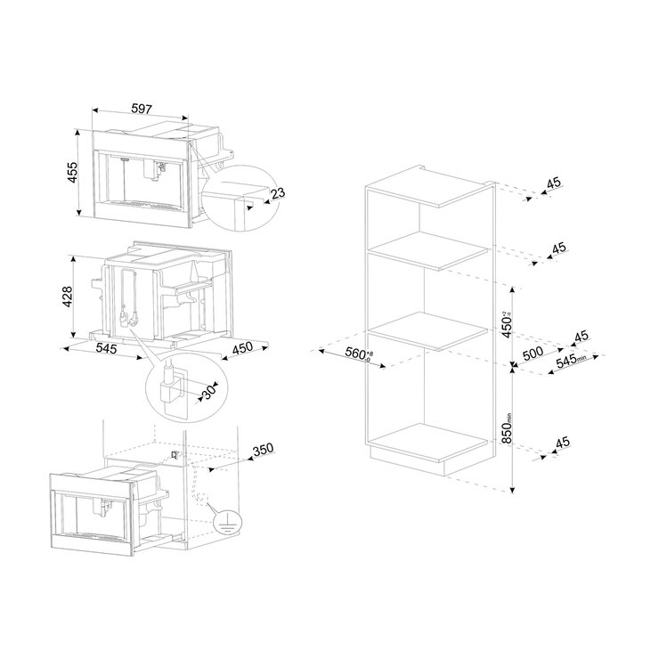Cafetera De Empotre 60cm Smeg — Imagen 4 de 4
