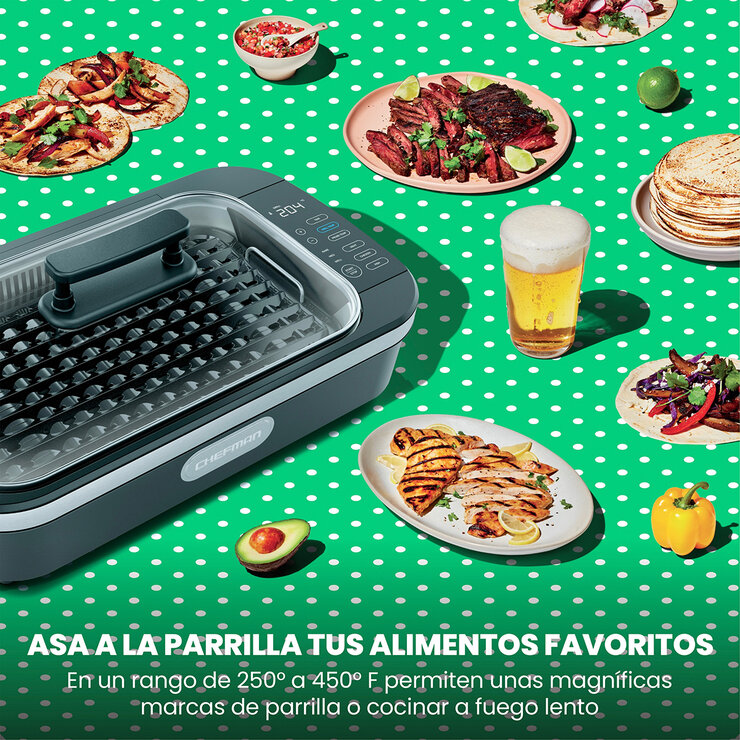 Chefman, Parrilla Eléctrica Para Interiores Libre De Humo con Termómetro — Imagen 4 de 4