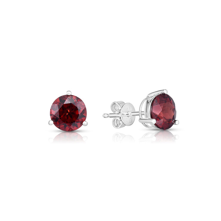 Aretes de Granate, Oro Blanco de 14kt — Imagen 1 de 2