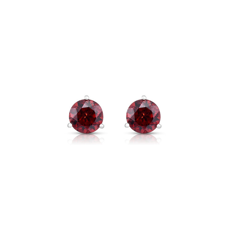 Aretes de Granate, Oro Blanco de 14kt — Imagen 2 de 2