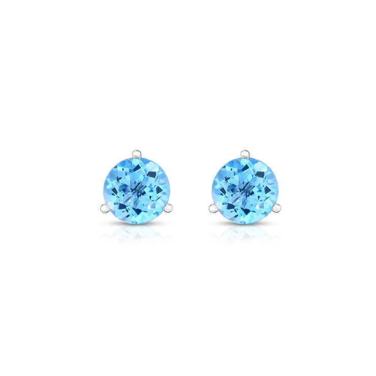 Aretes de Topacio Azul Claro, Oro Blanco de 14kt — Imagen 2 de 2