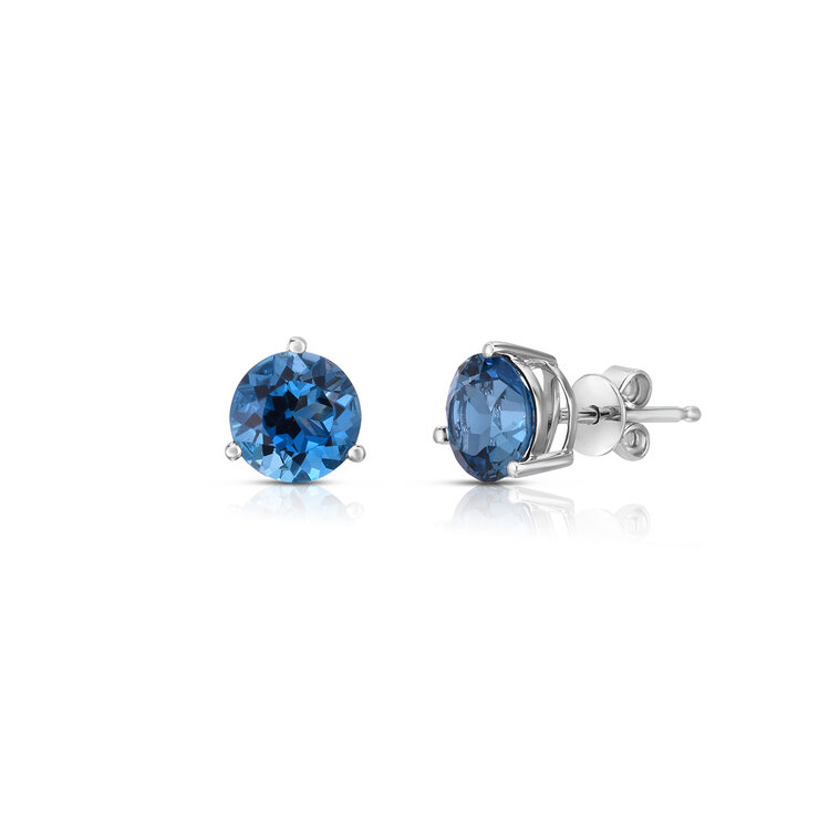 Aretes de Topacio Azul de Londres, Oro Blanco de 14kt — Imagen 1 de 4