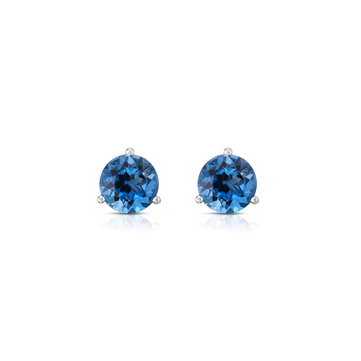 Aretes de Topacio Azul de Londres, Oro Blanco de 14kt — Imagen 2 de 4