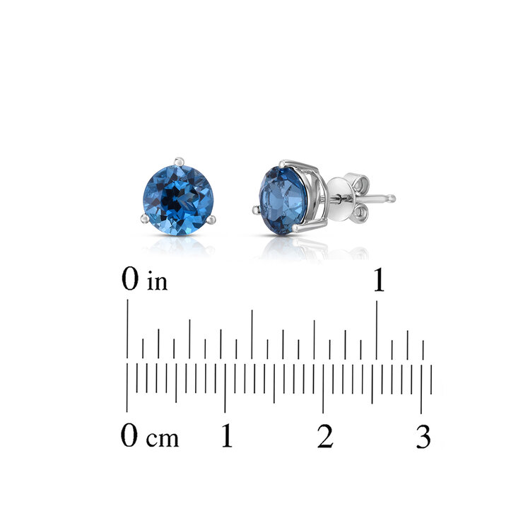 Aretes de Topacio Azul de Londres, Oro Blanco de 14kt — Imagen 3 de 4