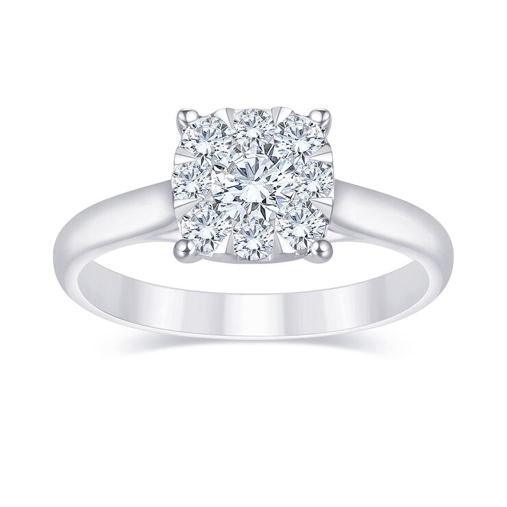 Anillo, 0.63cttw Diamantes, Oro Blanco de 14kt — Imagen 1 de 4
