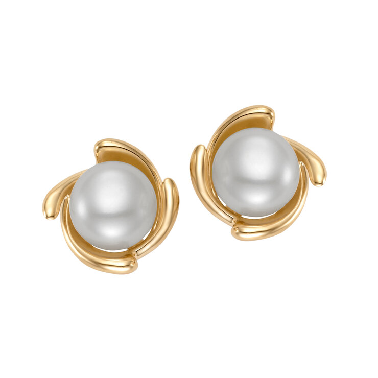 Aretes de Poste, Perla, Oro Amarillo, 14kt — Imagen 2 de 4