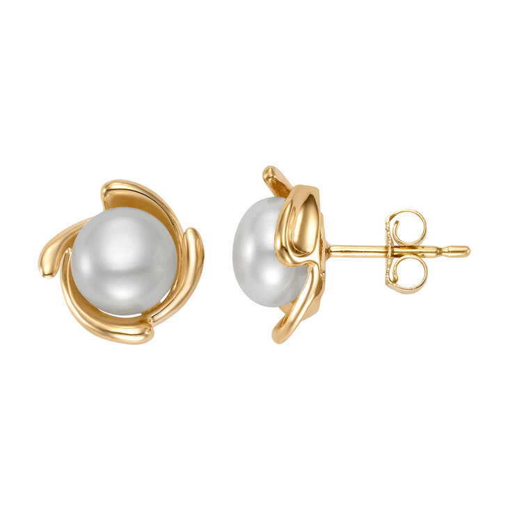 Aretes de Poste, Perla, Oro Amarillo, 14kt — Imagen 4 de 4