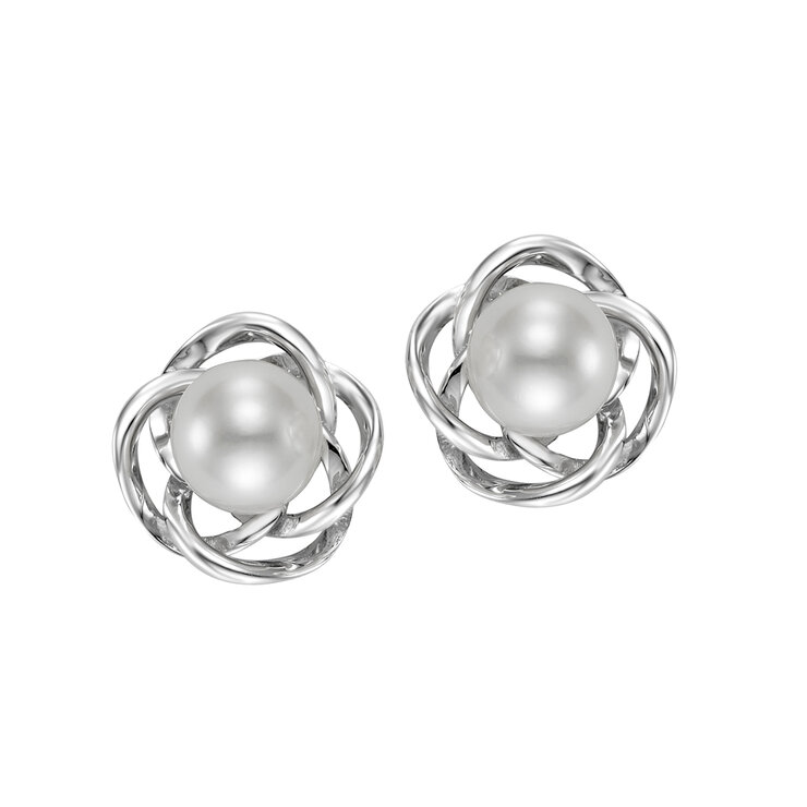 Aretes de Perlas, Oro Blanco de 14K — Imagen 3 de 4