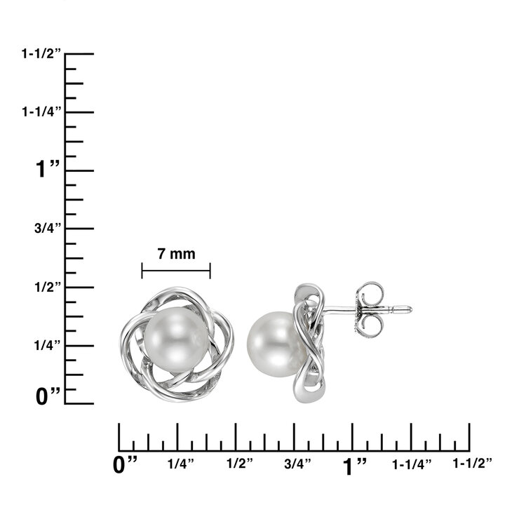 Aretes de Perlas, Oro Blanco de 14K — Imagen 4 de 4