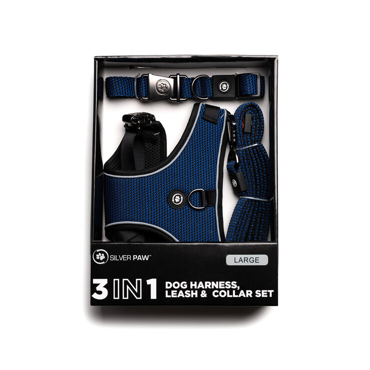 Silver Paw Collar, Arnes y Correa 3 pzas — Imagen 1 de 2