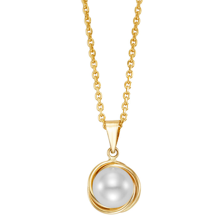 Dije de Perla Blanco 7-7.5mm, Oro Amarillo de 14K — Imagen 1 de 4
