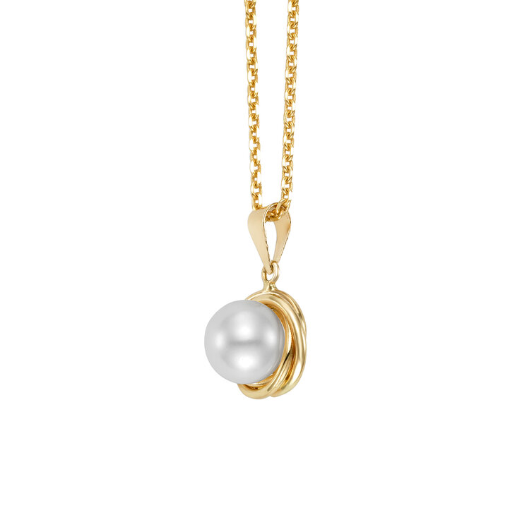 Dije de Perla Blanco 7-7.5mm, Oro Amarillo de 14K — Imagen 2 de 4