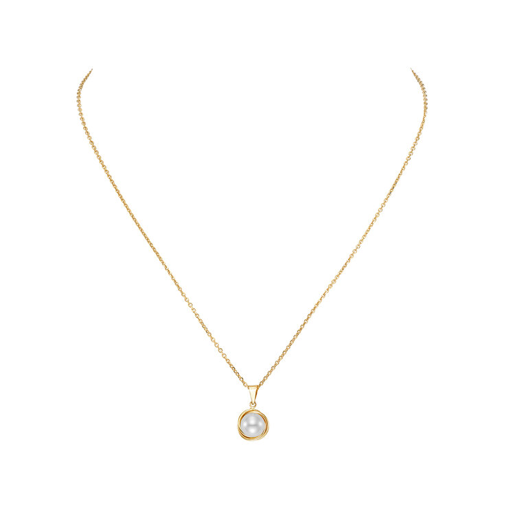 Dije de Perla Blanco 7-7.5mm, Oro Amarillo de 14K — Imagen 3 de 4