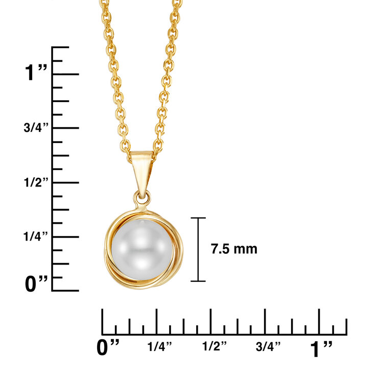 Dije de Perla Blanco 7-7.5mm, Oro Amarillo de 14K — Imagen 4 de 4