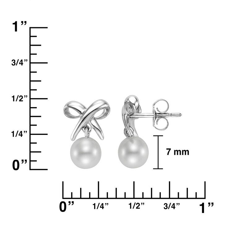 Aretes de Perlas, Oro Blanco de 14K — Imagen 3 de 4