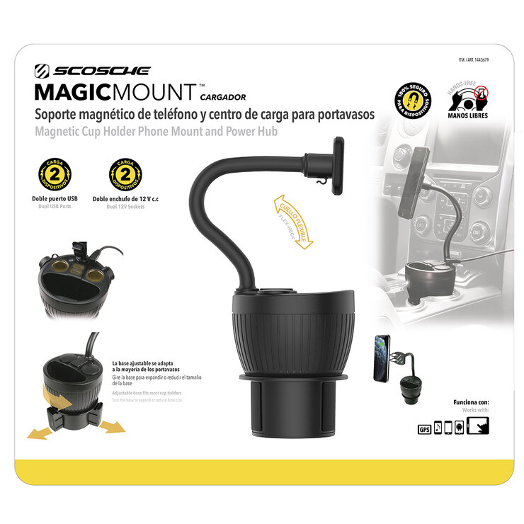 Scosche Soporte magnético con portavasos y centro de carga para dispositivos móviles — Imagen 1 de 4