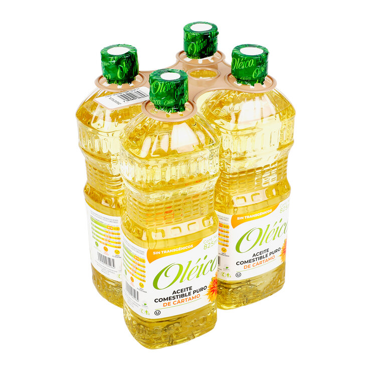 Oléico Aceite Comestible Puro de Cártamo 4 pzas de 825 ml — Imagen 2 de 3