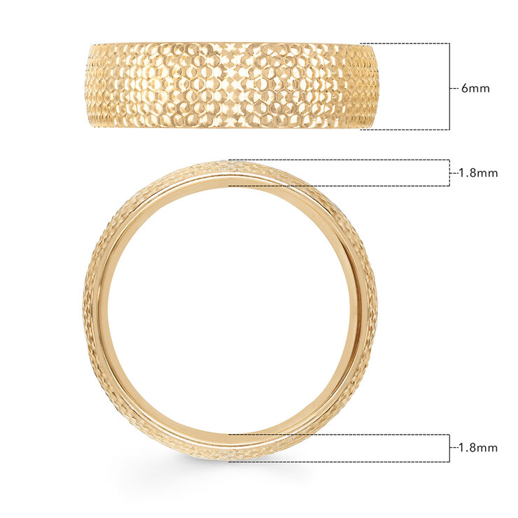 Argolla de matrimonio, Comfort Fit, 6mm, Oro Amarillo de 14K, Talla 7 — Imagen 3 de 4
