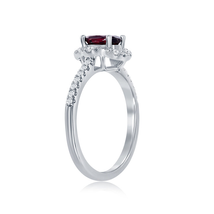 Anillo, Granate y Diamantes 0.30ctw, Oro Blanco de 14k — Imagen 2 de 3